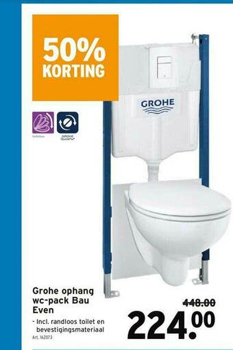 GAMMA Grohe Ophang Wc-pack Bau Even aanbieding