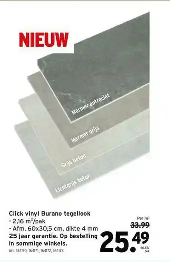 GAMMA Click Vinyl Burano Tegellook aanbieding