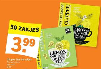 Albert Heijn Clipper thee 50 zakjes aanbieding
