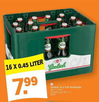 Albert Heijn Grolsch 16 x 0.45 literflesjes aanbieding
