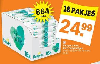 Albert Heijn Pampers aqua pure babydoekjes aanbieding