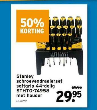 GAMMA Stanley Schroevendraaierset Softgrip 44-delig Sthto-74958 Met Houder aanbieding