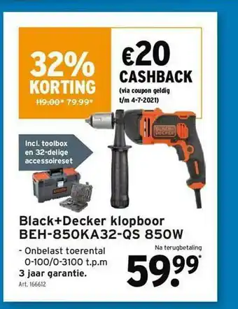 GAMMA Black+decker Klopboor Beh-850ka32-qs 850w aanbieding