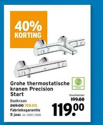 GAMMA Grohe Thermostatische Kranen Precision Start aanbieding