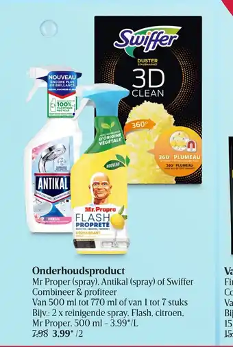 Mr Proper (Spray), Antikal (Spray) of Swiffer Onderhoudsproduct van 500ml tot 770 ml