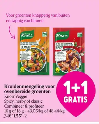 Delhaize Knorr Veggie Kruidenmengeling voor ovenbereide groenten 16g of 18 g aanbieding