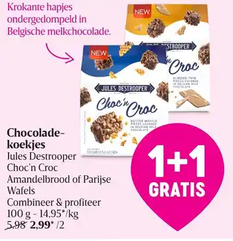 Delhaize Choc'n Croc Lules Destrooper Chocolade koekjes 100g aanbieding
