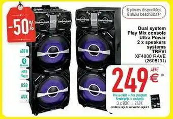 Cora Dual system play mix console ultra power 2 x speakers systems trevi xf4800 rave aanbieding