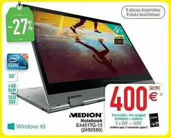 Cora Medion notebook e4401tg-13 aanbieding