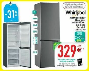 Cora Whirlpool réfrigérateur koelkast w5811eox1 aanbieding