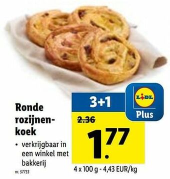 Ronde rozijnenkoek