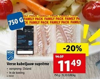 Lidl Verse kabeljauw suprême aanbieding
