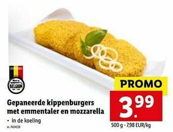 Gepaneerde kippenburgers met emmentaler en mozzarella