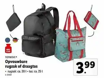 Lidl Opvouwbare rugzak of draagtas aanbieding