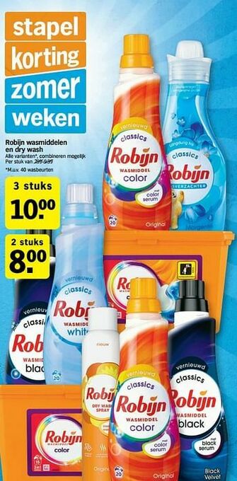 Albert Heijn Robijn wasmiddelen en dry wash aanbieding