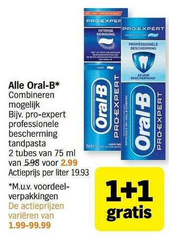 Albert Heijn Pro-expert professionele bescherming tandpasta aanbieding