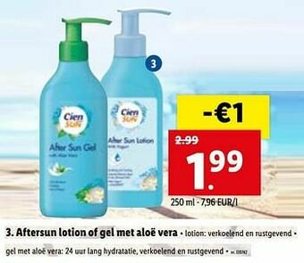 Lidl Aftersun lotion of gel met aloë vera aanbieding