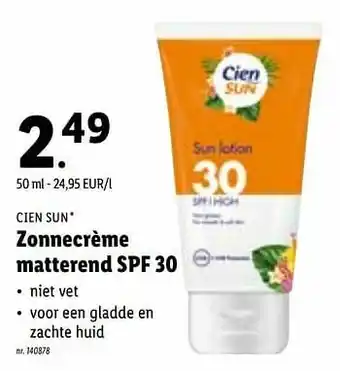 Zonnecrème matterend spf 30