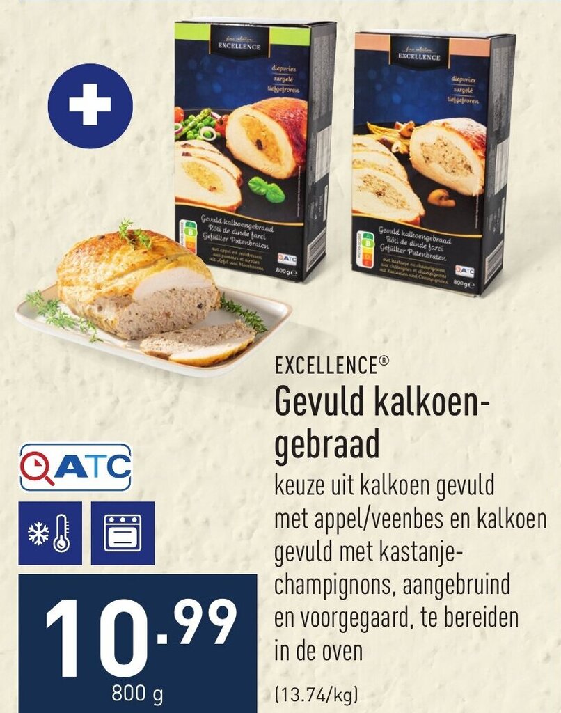 Excellence gevuld kalkoen gebraad 800g promotie bij ALDI