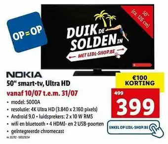 Lidl Nokia 5`` smart-tv, ultra hd aanbieding