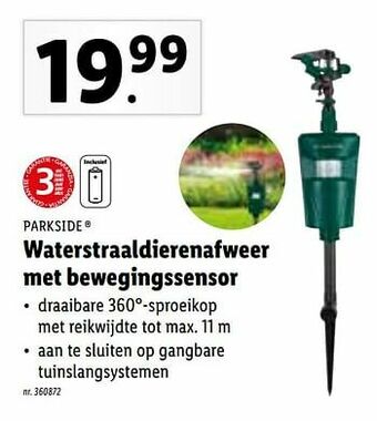 Waterstraaldierenafweer met bewegingssensor