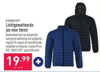 Straight up lichtgewatteerde jas voor heren