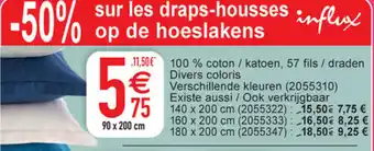 Cora 100/ coton / katoen 57 fils / draden divers coloris 90x200 cm aanbieding