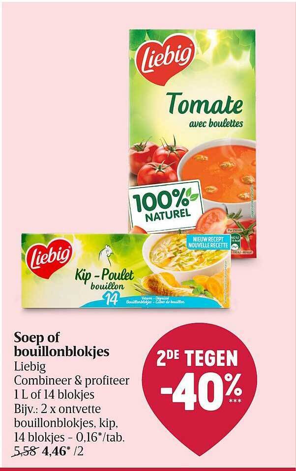 Soep of bouillonblokjes liebig promotie bij Delhaize