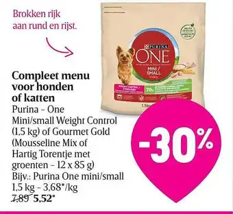 Compleet menu voor honden of katten purina - one