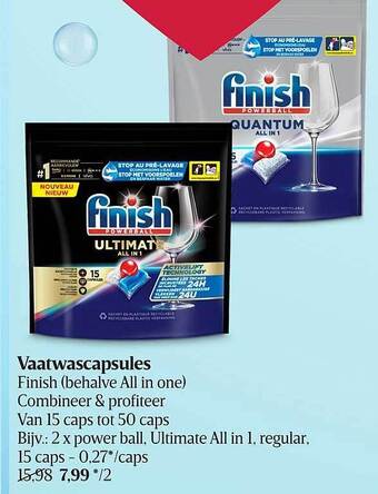 Delhaize Vaatwascapsules finish aanbieding