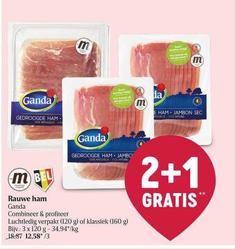 Delhaize Rauwe ham ganda aanbieding