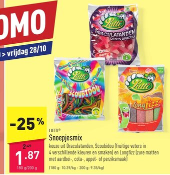 ALDI Lutti Snoepjesmix 180g/200g aanbieding