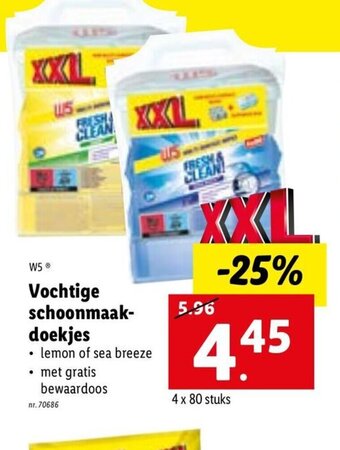 Lidl W5 Vochtige Schoonmaak Doekjes aanbieding