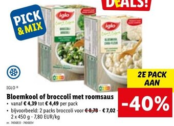 Lidl Iglo Bloemkool of Broccoli met Roomsaus aanbieding