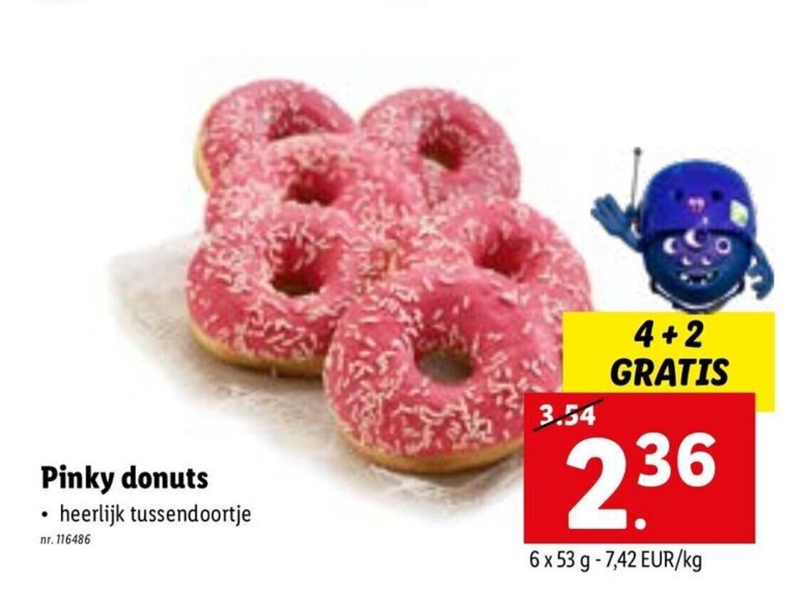 Pinky Donuts 6 x 53g promotie bij Lidl