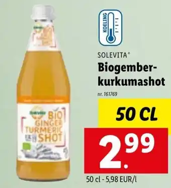 Lidl Solevita Biogemberkurkumashot 50cl aanbieding