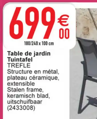 Table de jardin tuintafel 180/240x100 cm