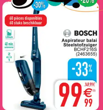 Cora Bosch Aspirateur balai steelstofzuiger bchf216s aanbieding