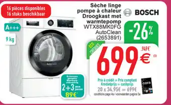 Cora Bosch seche linge pompe a chaleur droogkast met warmtepomp aanbieding