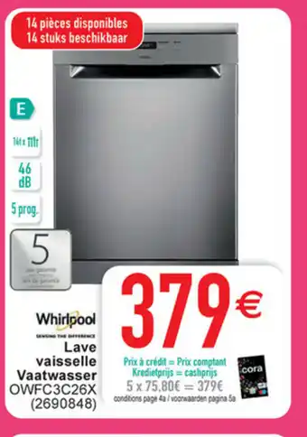 Cora Whirlpool lave vaisselle vaatwasser aanbieding