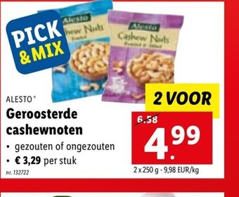 Lidl Alesto Geroosterde Cashewnoten aanbieding