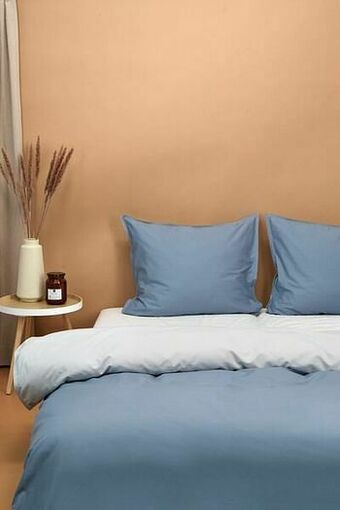 HEMA HEMA Dekbedovertrek Katoen Lyocell Lichtblauw/grijs (blauw) aanbieding