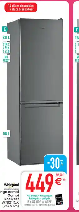 Cora Whirlpool frego combi combi koelkast aanbieding