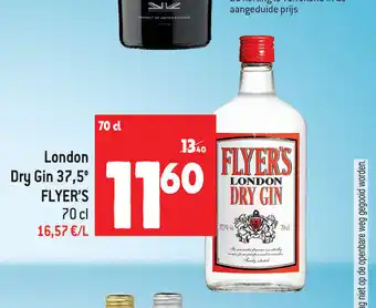 Louis Delhaize Flyers London Dry Gin 37.5 70cl aanbieding