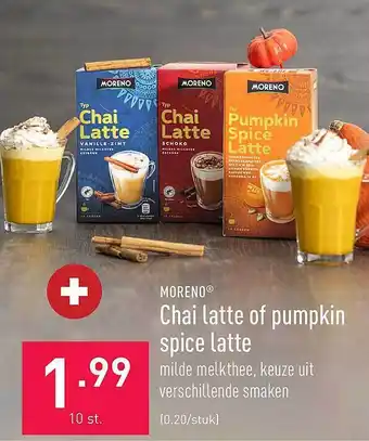 ALDI Moreno chai latte of pumpkin spice latte aanbieding