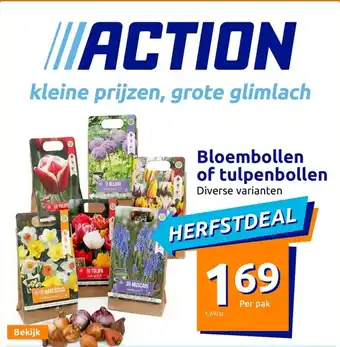 Action Bloembollen of tulpenbollen per pak aanbieding