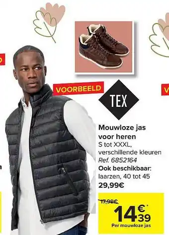 Tex mouwloze jas voor heren s tot xxxl