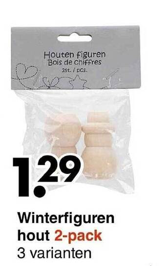 Wibra Winterfiguren hout 2-pack aanbieding