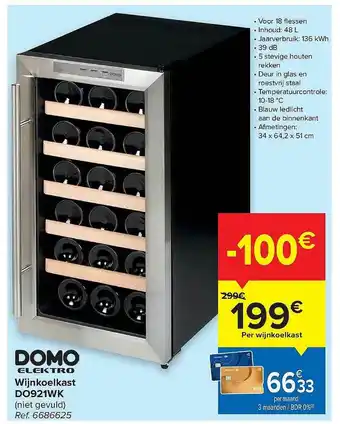 Carrefour Domo Elektro Wijnkoelkast Do921wk aanbieding