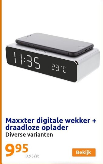 Action Maxxter Digitale wekker + draadloze oplader aanbieding